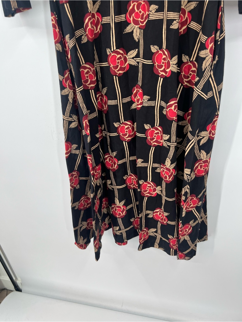 Pact Floral Fit & Flare Midi Dress 3/4 Sleeve Red Rose Print NWT - Picture 4 of 7